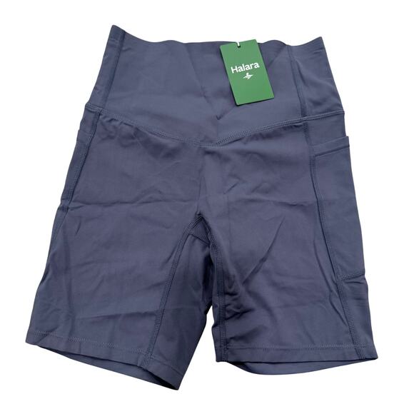 Halara UltraSculpt Cinched Tummy Control Shaping Biker Shorts 7'' Silent Blue S - Picture 2 of 7